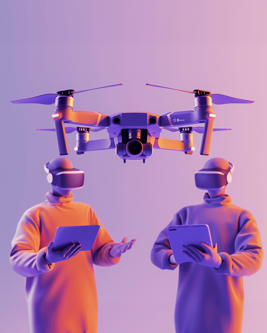 Drone operator flying a camera drone outdoors