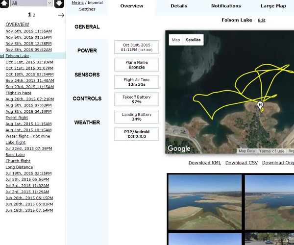 AirData UAV flight overview dashboard - drone flight log analysis