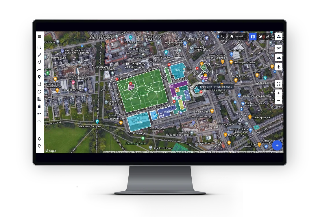 Drone Harmony 3D mission planner showing inspection flight path over satellite imagery