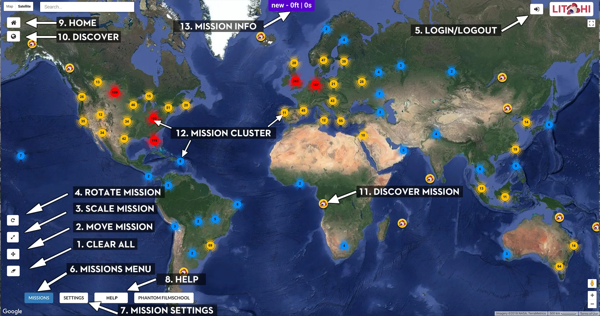 Litchi app for DJI drones - waypoint mission planning interface