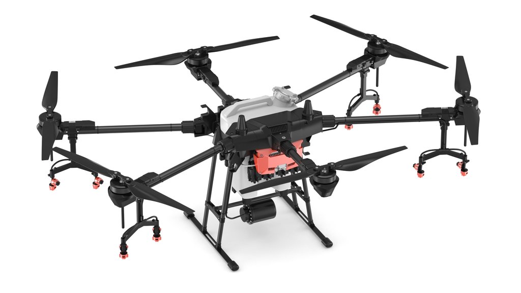 DJI Agras T40 agricultural drone with 40-liter spray tank payload