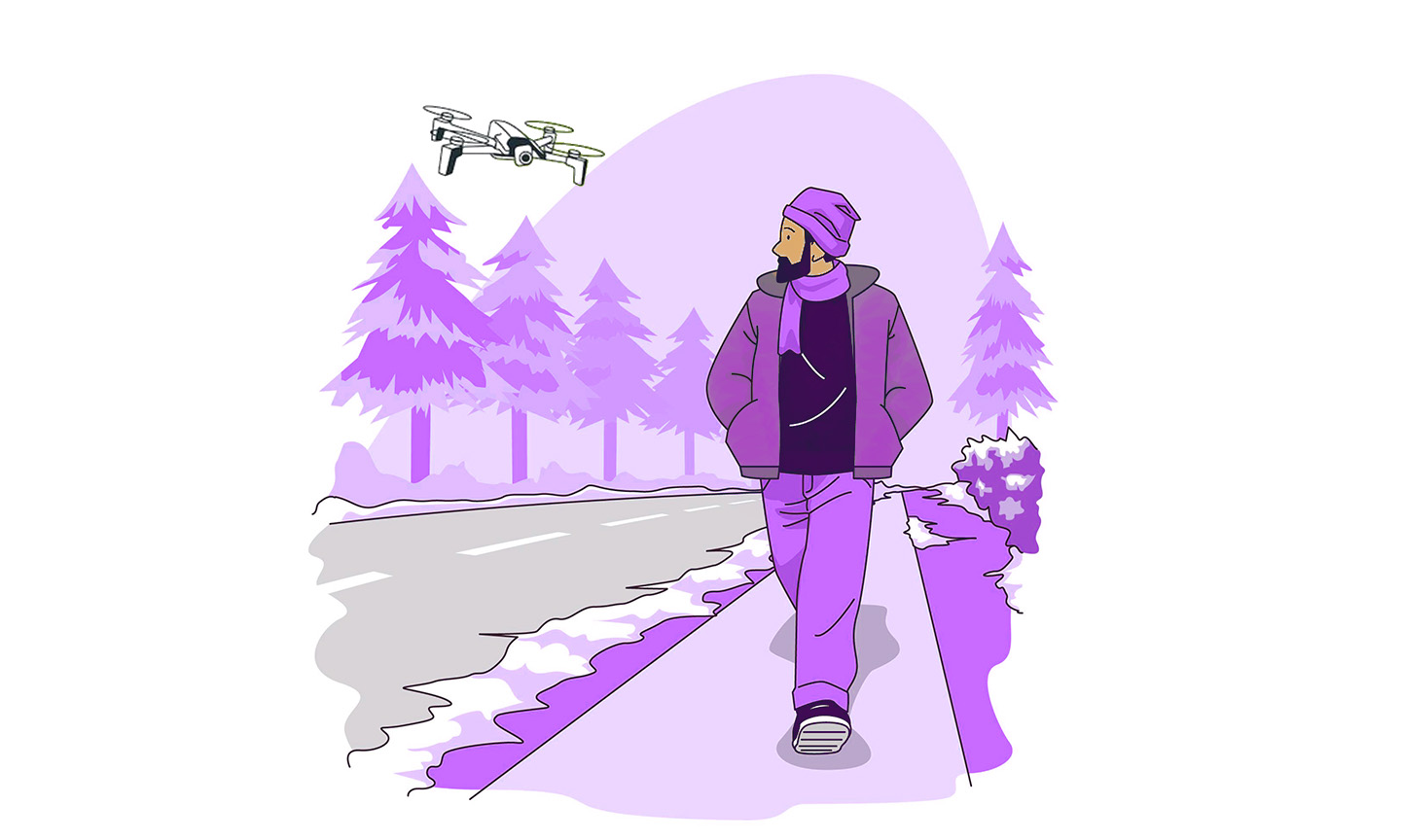 Drone using follow-me mode to track a subject