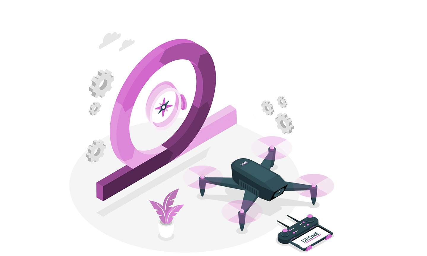 Drone IMU calibration showing the 5 position sequence on a flat surface