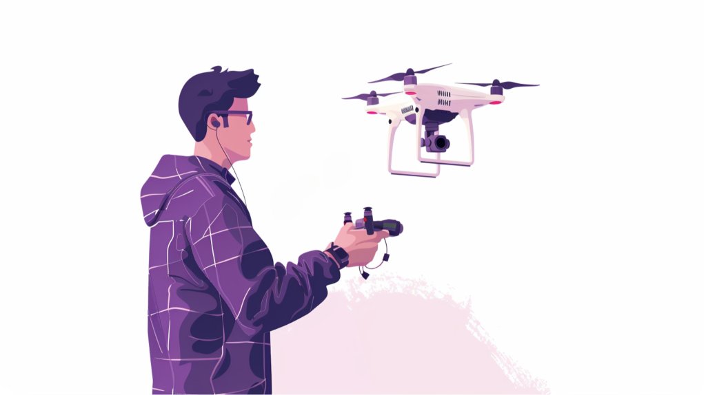 Professional drone pilot flying DJI drone on commercial job