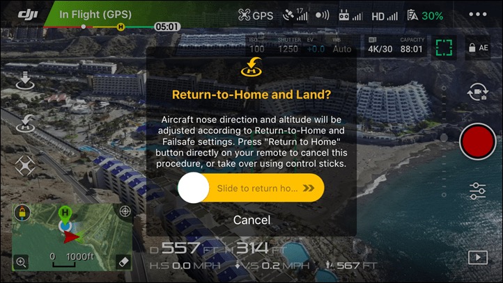 Drone Return to Home landing sequence
