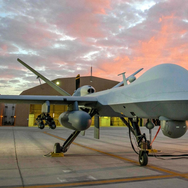 US military MQ-1 Predator drone on airfield